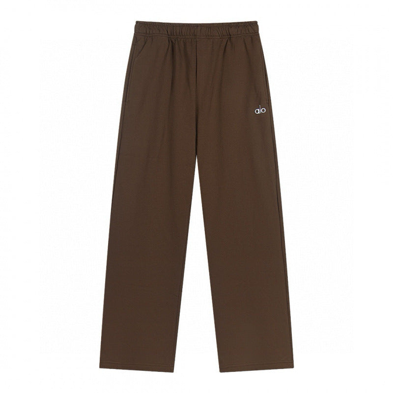 Brown pants with a logo on a white background
