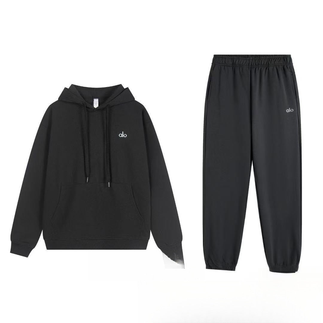 Gray hoodie and pants set on a white background
