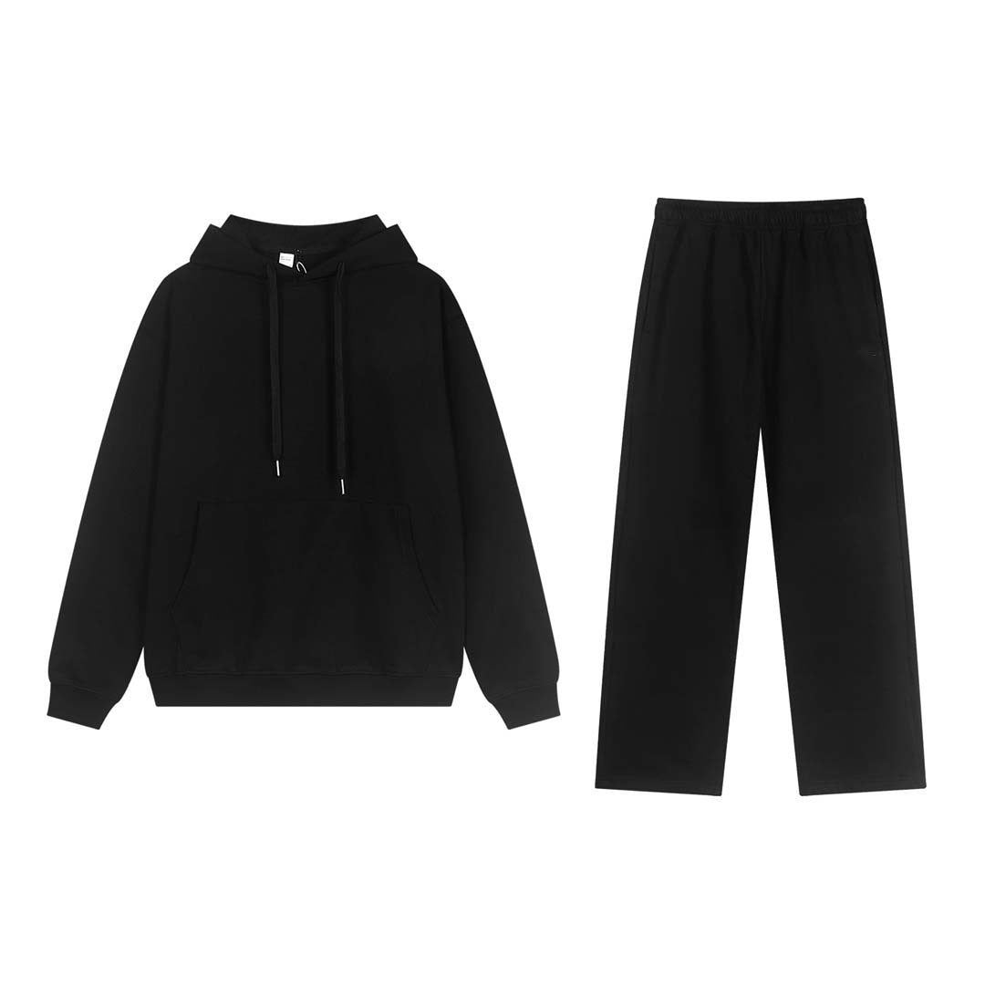 Black tracksuit with a brand logo on a white background