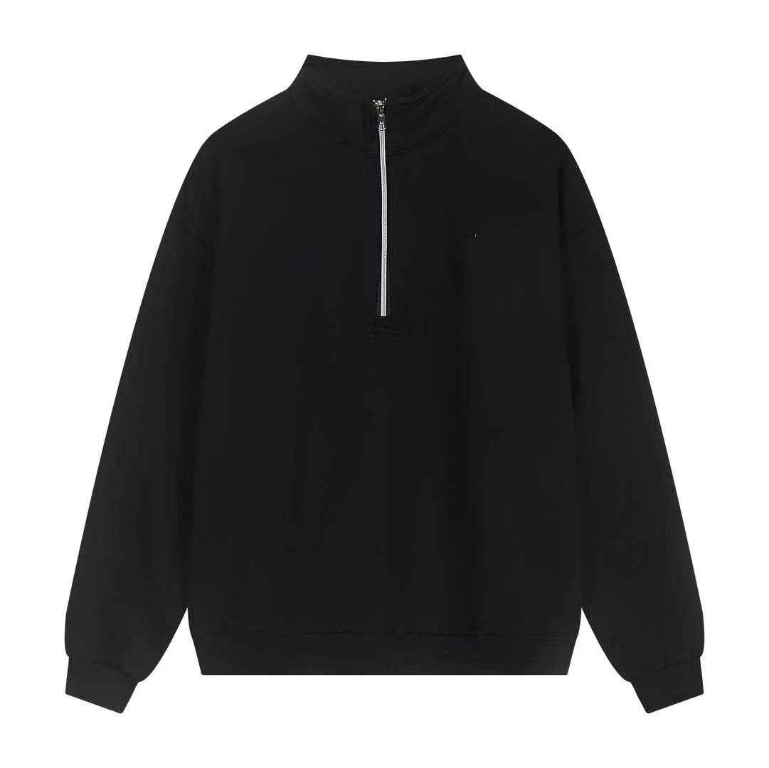 Black half-zip sweatshirt on a white background