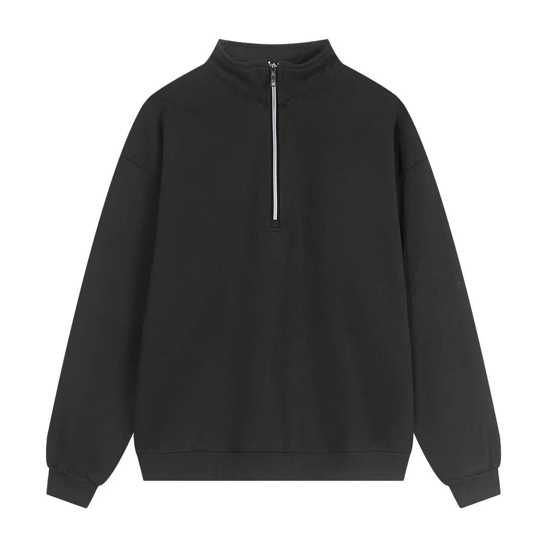 Black half-zip sweatshirt on a white background