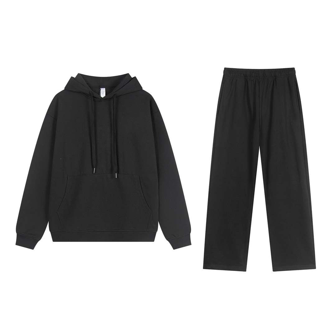 Gray hoodie and pants set on a white background