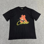 Black t-shirt with a graphic of a dog holding a gun and the word 'Corleone' on a gray background