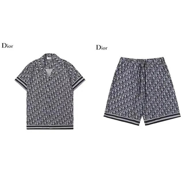Dior men's shirt and shorts set on a white background