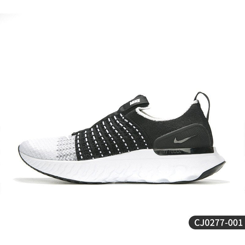 Black and white sneaker with Nike logo on a white background