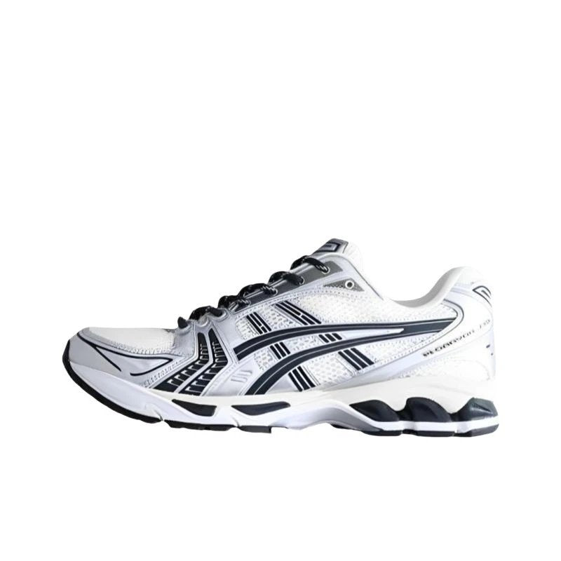 White athletic shoe with black accents on a white background