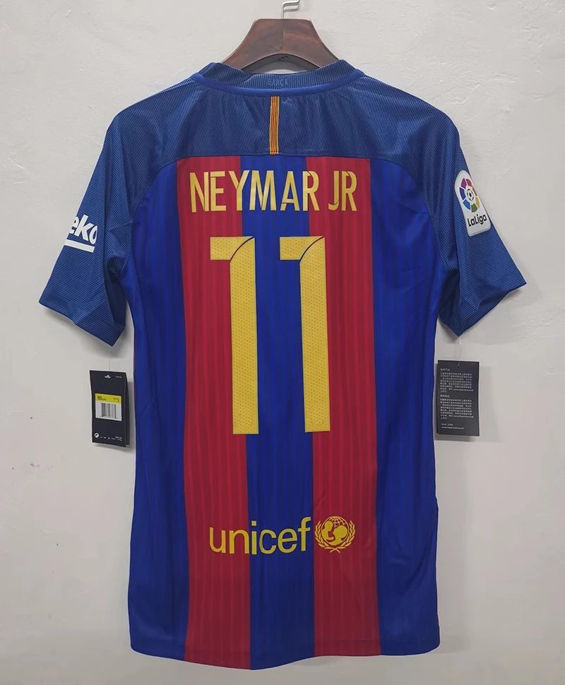 Blue and red sports jersey with 'NEYMAR JR' and number '11' on a white background