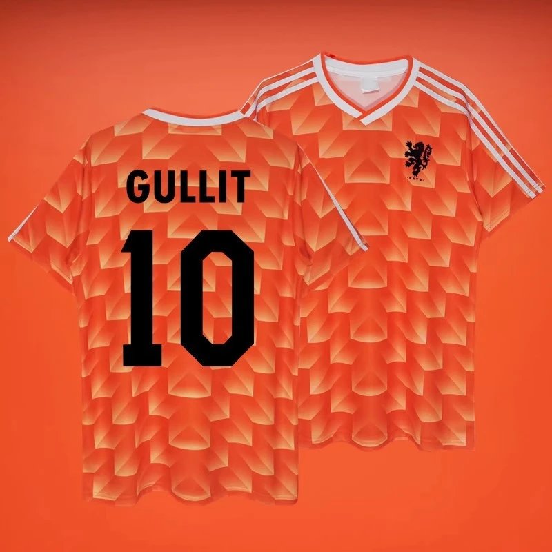 Orange soccer jersey with 'Gullit' and number '10' on an orange background