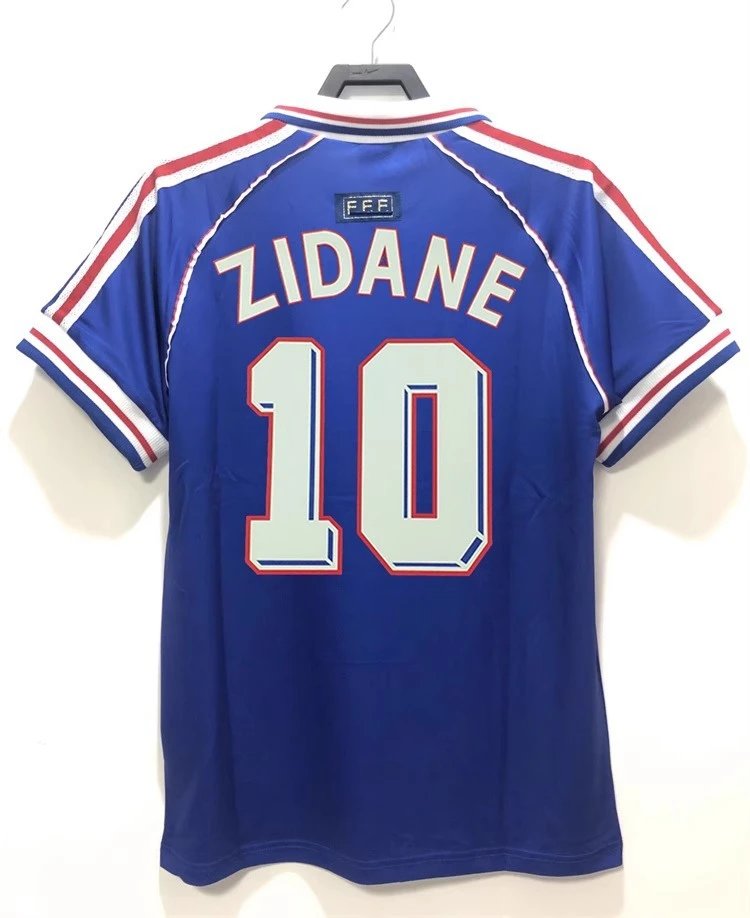 Blue sports jersey with 'ZIDANE' and number '10' on a white background