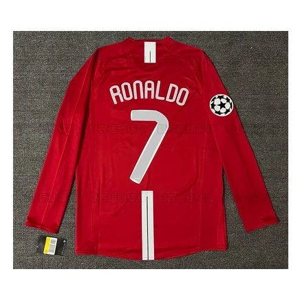 Red soccer jersey with 'Ronaldo' and number '7' on a gray background