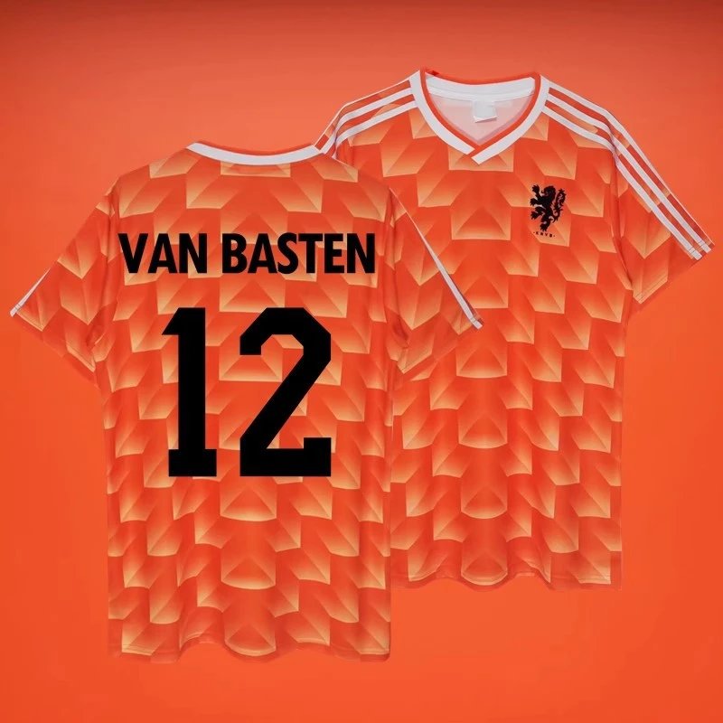 Orange soccer jersey with 'Van Basten 12' on an orange background