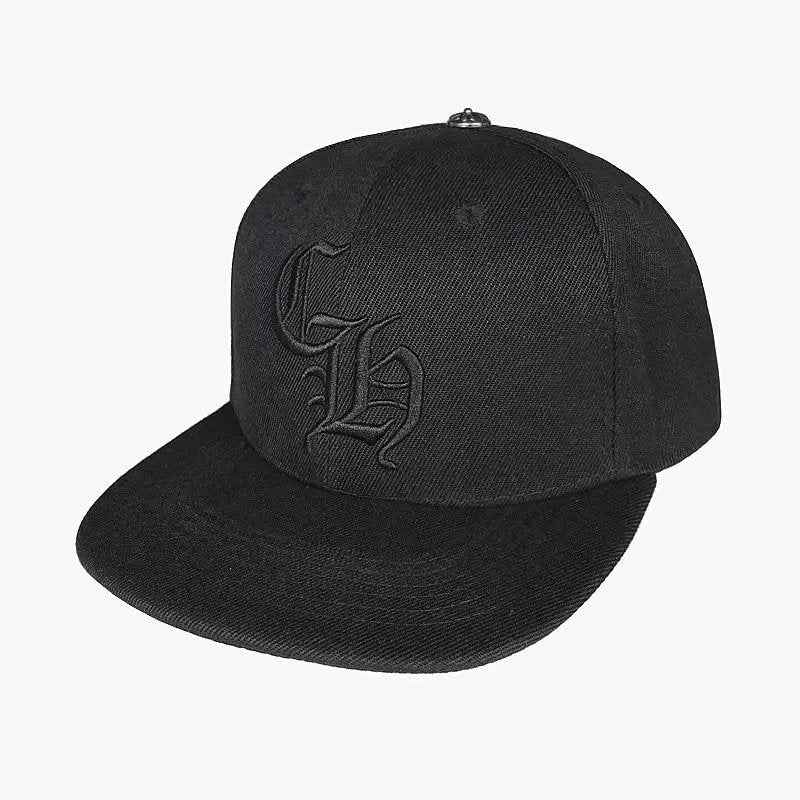 Black cap with a logo on a white background
