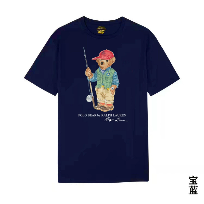 Navy blue t-shirt with Polo Bear graphic and Ralph Lauren logo on a white background