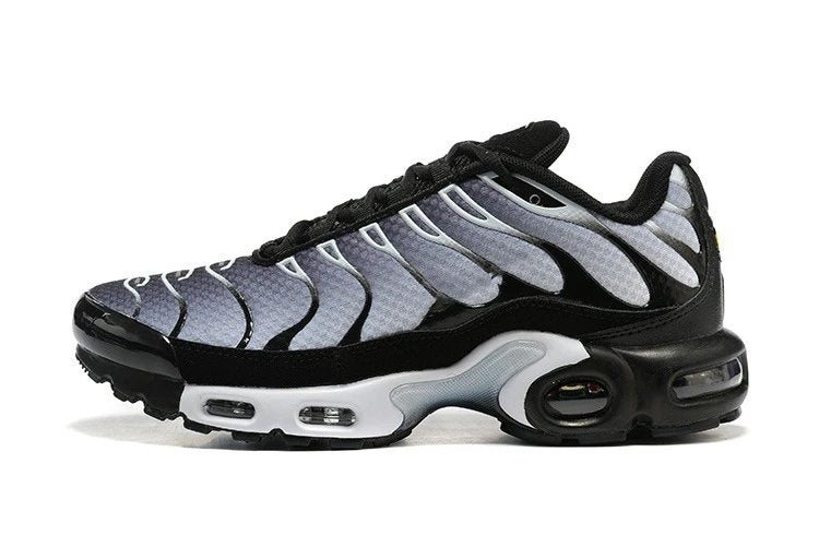 Black and white sneaker with Nike logo on a white background